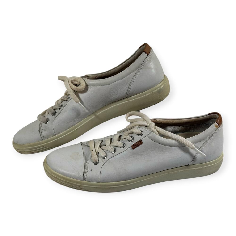 ECCO Soft 7 Leather Sneakers, White, Women's 10.5 EU 43